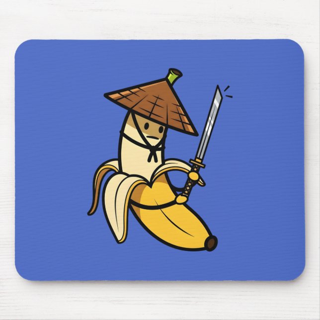 Tapis De Souris Funny Samurai Banana Ronin Cartoon Illustration (Devant)