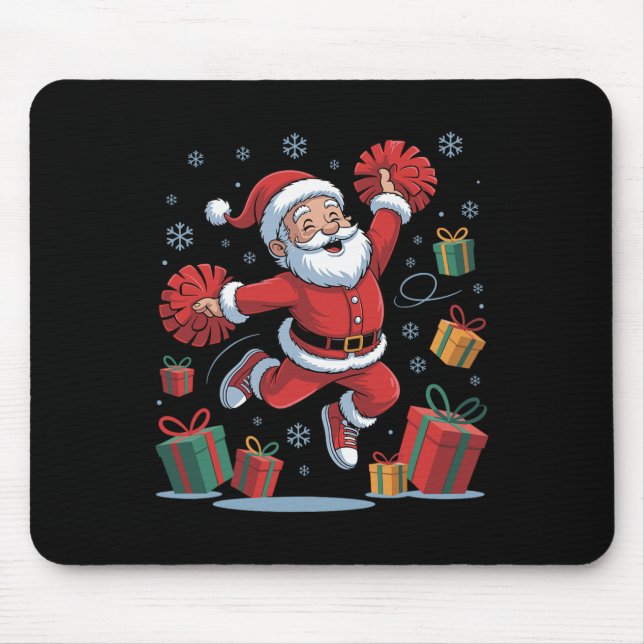 Tapis De Souris Funny Santa Cheering Cheerleading Christmas Xmas P (Devant)