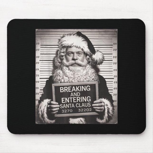 Tapis De Souris Funny Santa Claus Mugshot Christmas – Santa Xmas  (Devant)