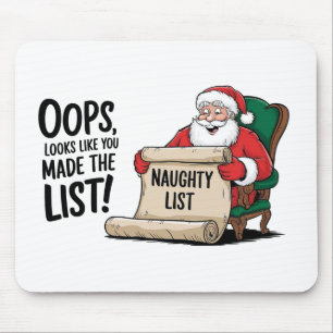 Tapis De Souris Funny Santa Claus Naughty List Design de Noël