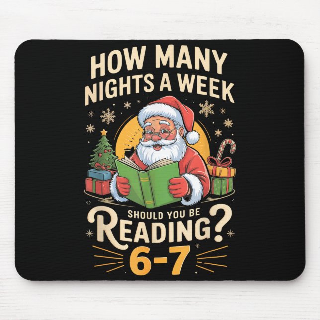 Tapis De Souris Funny Santa lisant 67 Meme Tee Noël Enseignant  (Devant)