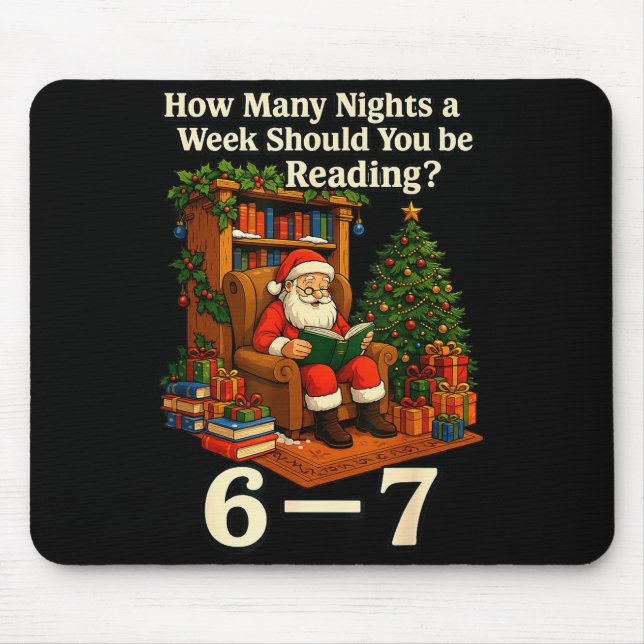 Tapis De Souris Funny Santa lisant 67 Meme Tee Noël Enseignant  (Devant)