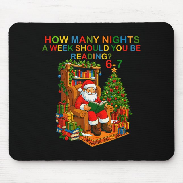 Tapis De Souris Funny Santa lisant 67 Meme Tee Noël Enseignant  (Devant)