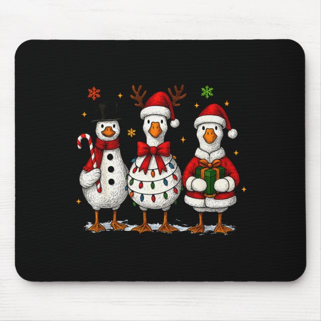 Tapis De Souris Funny Silly Goose Merry Christmas Lights Goose Xma (Devant)