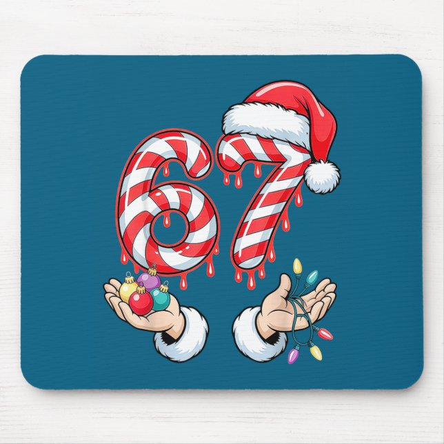 Tapis De Souris Funny Six Seven 67 Christmas Candy Cane Festive Ho (Devant)