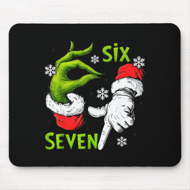 Tapis De Souris Funny Six Seven 67 Meme 6 7 Christmas Elf Hand Boy (Devant)
