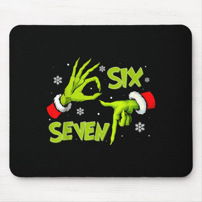 Tapis De Souris Funny Six Seven 67 Meme 6 7 Christmas Elf Hand Boy (Devant)