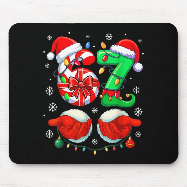 Tapis De Souris Funny Six Seven 67 Meme 6 7 Christmas Santa Hand B (Devant)