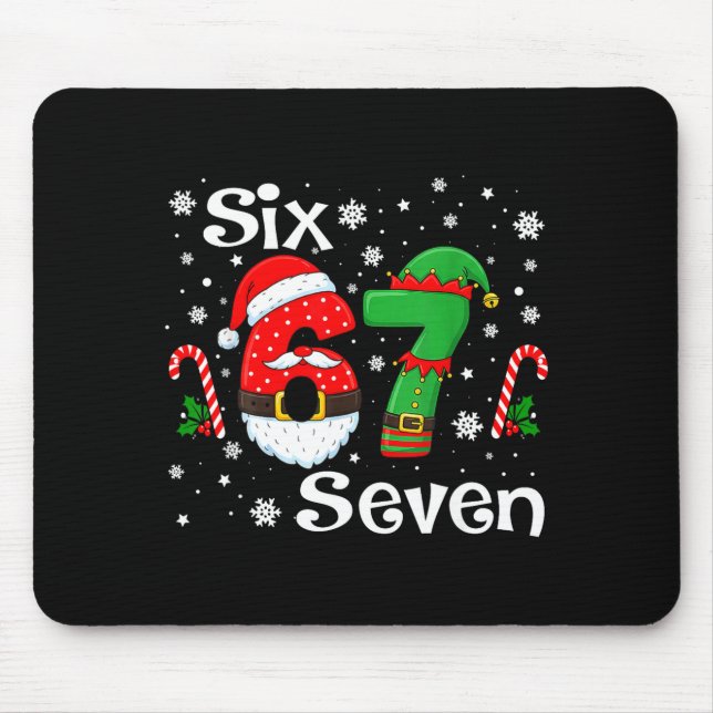 Tapis De Souris Funny Six Seven 67 Meme 6 7 Elf Santa Christmas Pa (Devant)