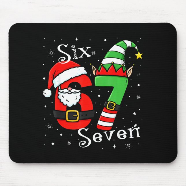 Tapis De Souris Funny Six Seven 6 7 Meme Christmas Santa Elf Numbe (Devant)
