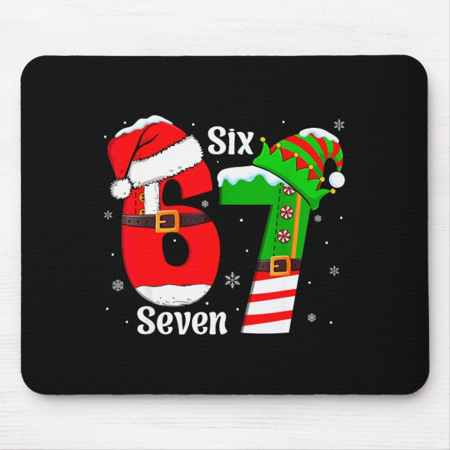 Tapis De Souris Funny Six Seven 6 7 Meme Gen Alpha Slang Santa Elf (Devant)