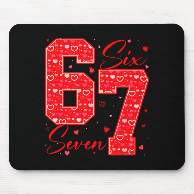 Tapis De Souris Funny Six Seven 6 7 Meme Hearts Cud Valentine's Da (Devant)