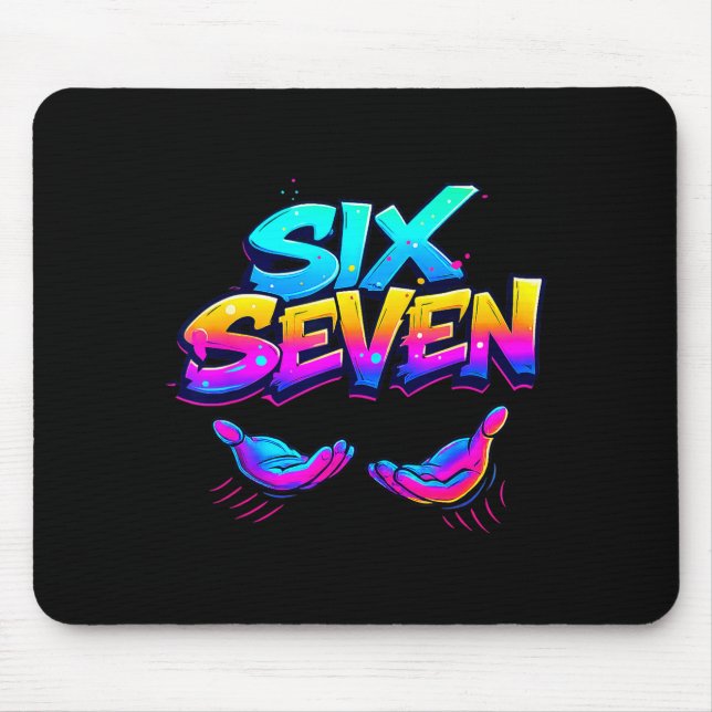 Tapis De Souris Funny Six Seven Design Graphic 67 6 7 Meme Hands G (Devant)