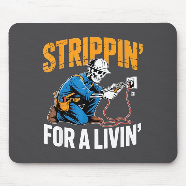 Tapis De Souris Funny Skeleton Electrician N For A Livin  (Devant)