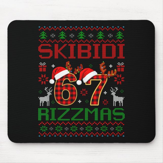 Tapis De Souris Funny Skibidi Rizzmas Meme Ugly Christmas Vibes Xm (Devant)