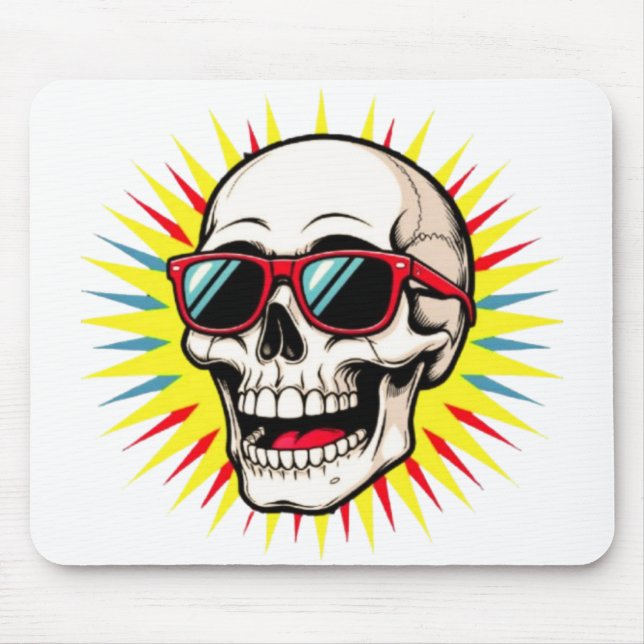 Tapis De Souris **Funny Skull With Sunglasses – Cartoon Laughing S (Devant)