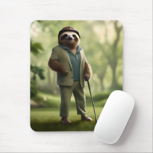 Tapis De Souris Funny Sloth Golf Player,