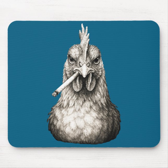 Tapis De Souris Funny Smoking Chicken Cigarette Gen Z Meme Farm An (Devant)
