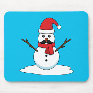 Tapis De Souris Funny Snowman avec Moustache et carotte