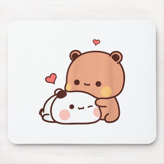 Tapis De Souris Funny Sweet Kawaii Kp Bear Panda Hugging Couple Lo (Devant)