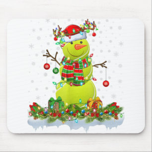 Tapis De Souris Funny Tennis Ball Snowman Xmas Lights Tennis Chris
