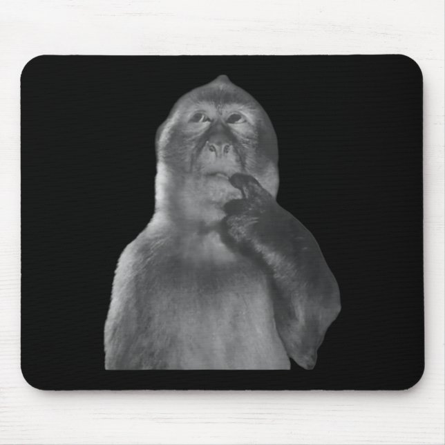 Tapis De Souris Funny Thinking Monkey Meme Curious Ape Brainrot  (Devant)
