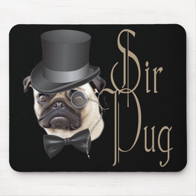 Tapis De Souris Funny Top Hat Monocle Sir Carlin Chien (Devant)