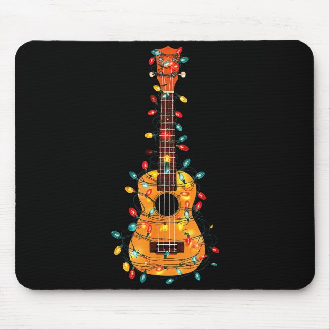 Tapis De Souris Funny Ukulele Christmas Graphics Lights Lover Play (Devant)