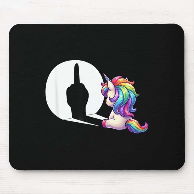 Tapis De Souris Funny Unicorn With Middle Finger Morning Grouch  (Devant)