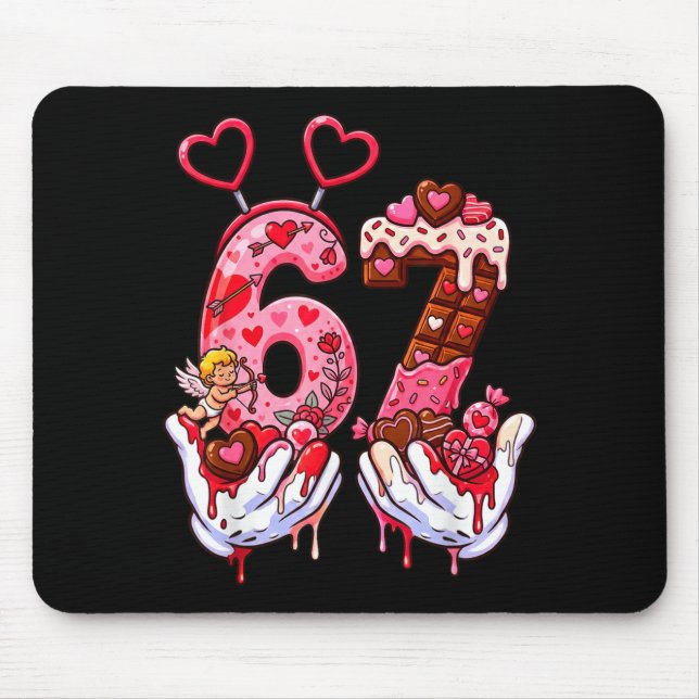 Tapis De Souris Funny Valentine's Day 67 Meme Hands Six Seven Cud  (Devant)