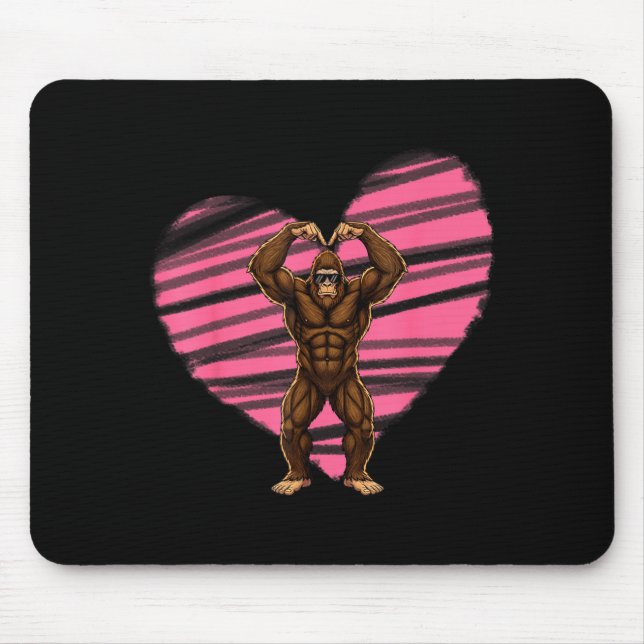 Tapis De Souris Funny Valentines Day Bigfoot Sungles In Heart Sasq (Devant)