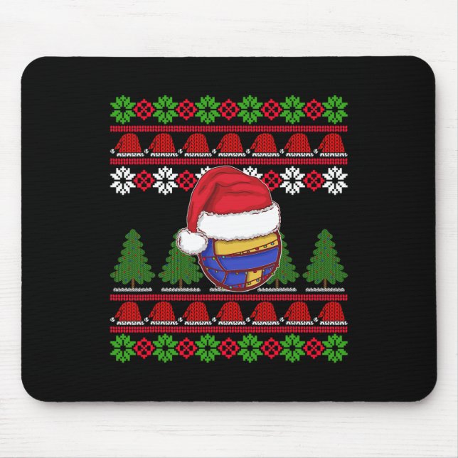 Tapis De Souris Funny Volleyball Team Ugly Sweat Christmas Light (Devant)