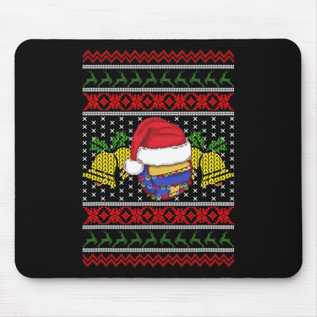 Tapis De Souris Funny Volleyball Team Ugly Sweat Christmas Light (Devant)