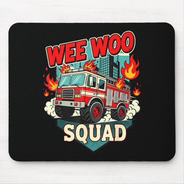 Tapis De Souris Funny Wee Woo Squad Fire Department Firefighter Fi (Devant)