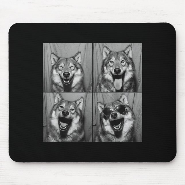 Tapis De Souris Funny Wolf Photo Booth Sungles Dog  (Devant)