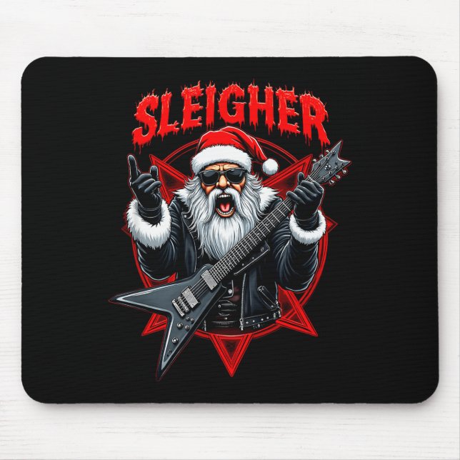 Tapis De Souris Funny Xmas Christmas Guitar Santa Sleigher Heavy M (Devant)
