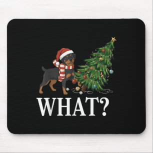 Tapis De Souris Funny Xmas Rottweiler Poussant l'arbre de Noël