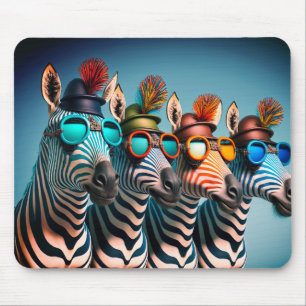Tapis De Souris Funny Zebras mignon Zoo Animaux Fête Casquettes Lu