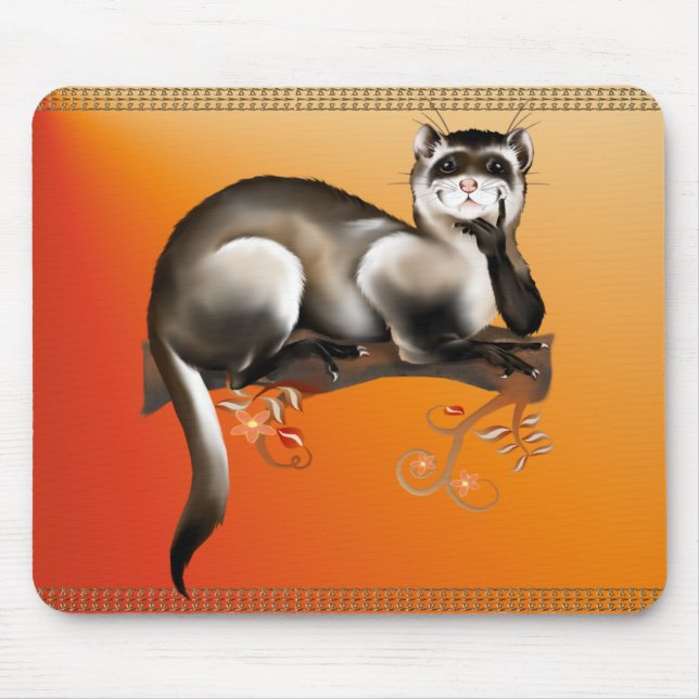 Tapis De Souris Furet sur une branche Mousepad (Devant)