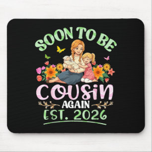 Tapis De Souris Futur cousin estimé 2026 Floral pour nouveau bébé