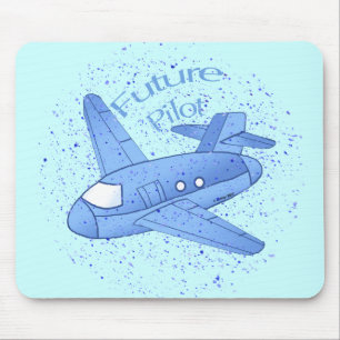 Tapis De Souris Futur pilote d'avion bleu