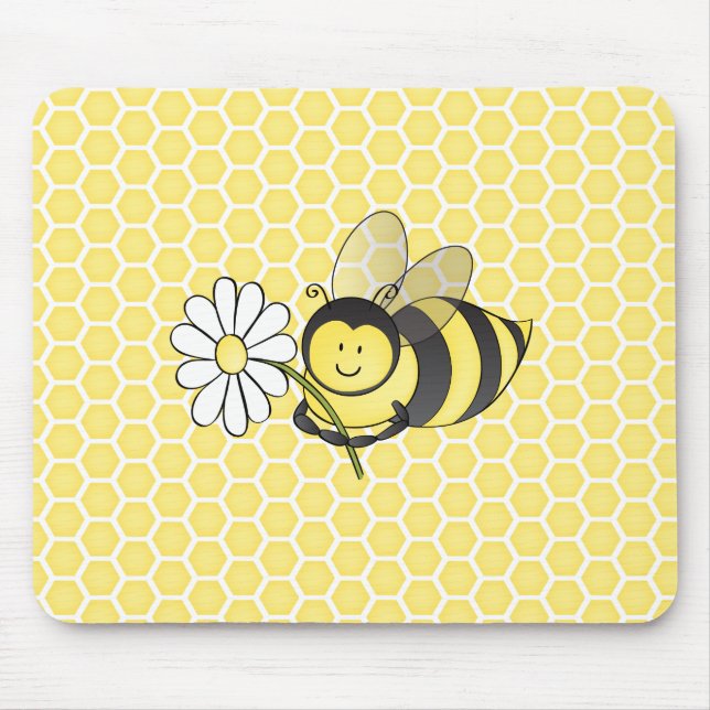 Tapis De Souris Gaffez l'abeille avec la marguerite (Devant)