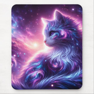 Tapis De Souris Galaxie Cosmique Féline Mystique Céleste