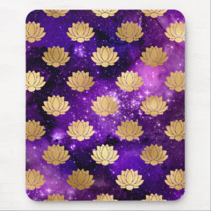 Tapis De Souris Galaxie dorée et violette Motif Mandala Dharma