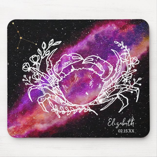 Tapis De Souris Galaxy Cancer Constellation Nom Zodiac Signal (Devant)