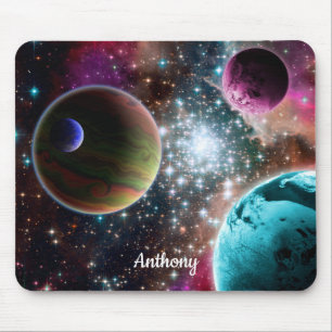 Tapis De Souris Galaxy Planètes Étoiles Monogramme