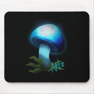 Tapis De Souris Galaxy Shiitake brillant bleu clair champignons