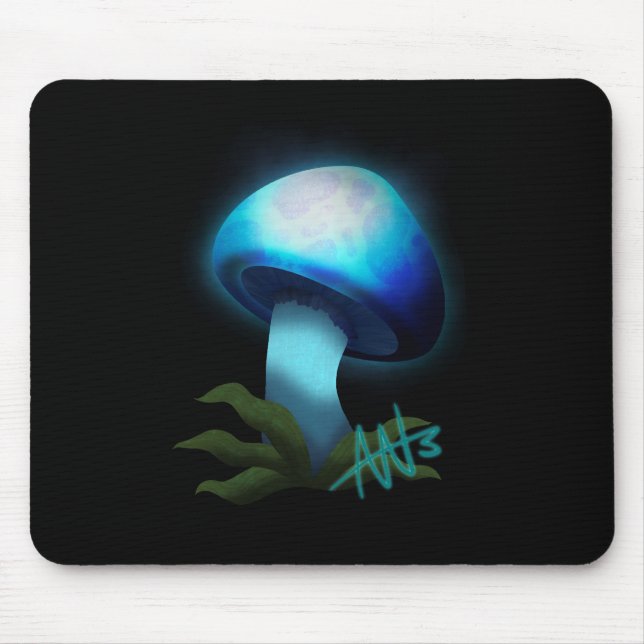Tapis De Souris Galaxy Shiitake brillant bleu clair champignons (Devant)