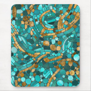 Tapis De Souris Galets Mosaic Art -Emerald et or