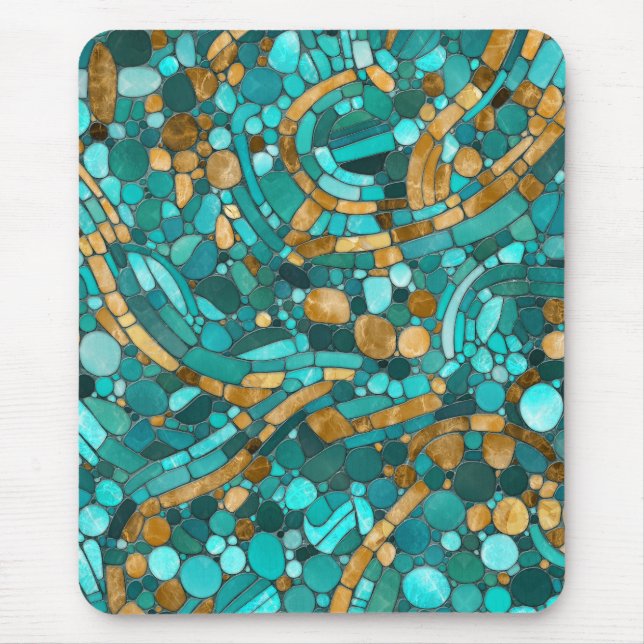 Tapis De Souris Galets Mosaic Art -Emerald et or (Devant)